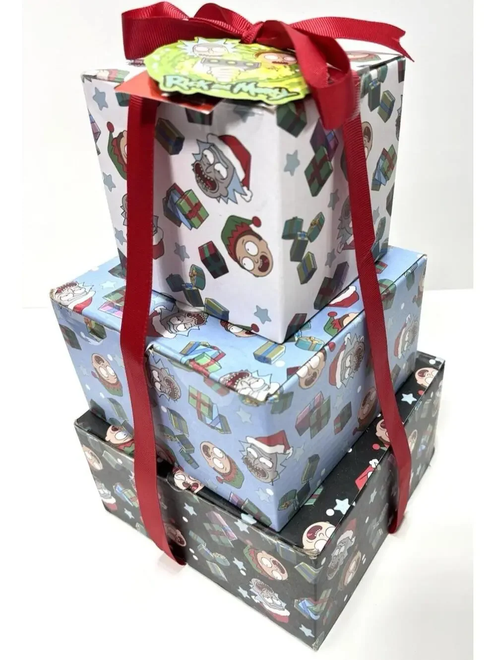 Rick and Morty Crew Socks Gift Set, 3-Tier Tower Box, Pre-Wrapped Christmas Box